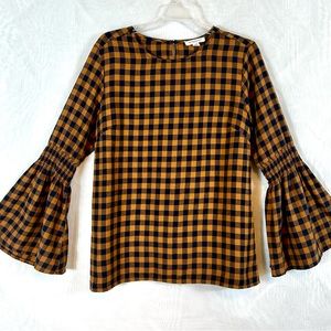 Women’s Cotton Flannel Beach Lunch Lounge Boho Plaid Top / Sz Medium